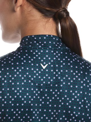 Callaway Sleeveless Framing Geo Print 1/4-Zip polo de mujer, peacoat