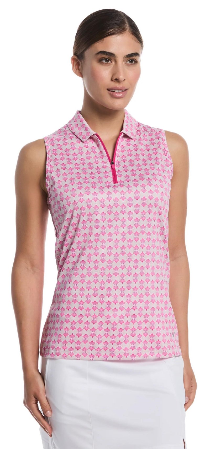 Callaway Deco Geo Print Sleeveless polo de mujer, fuchsia purple