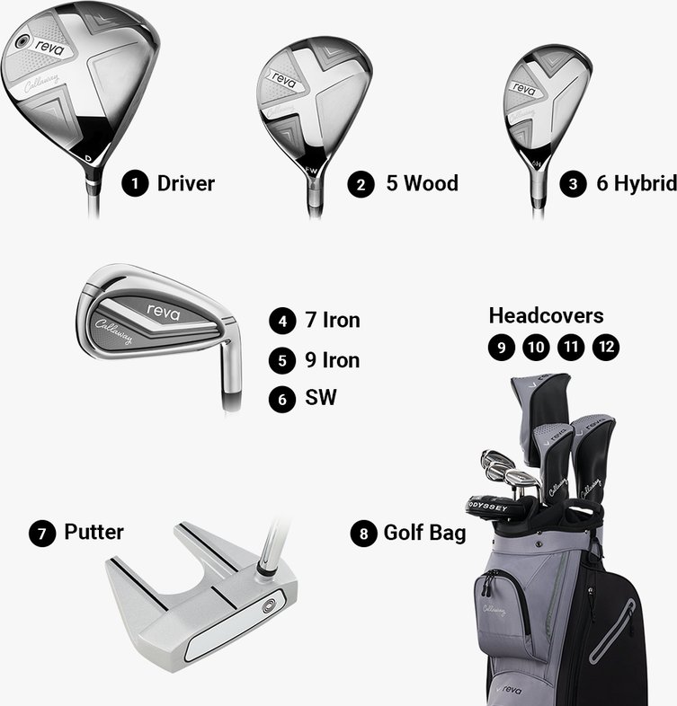Callaway Reva 8PC Black set de golf para mujer, grafit