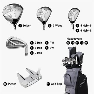 Callaway REVA 11PC set de golf para mujer, grafito, diestras, Long +1" + bolsa de carro, negro