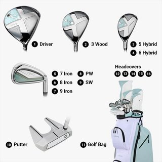 Callaway Reva 26 11PC Peach/Surf set de golf para mujer (grafito), diestras + bolsa de carro