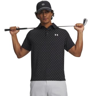 Under Armour Playoff 3.0 Printed polo de hombre, negro/blanco
