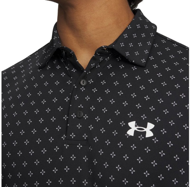 Under Armour Playoff 3.0 Printed polo de hombre, negro/blanco