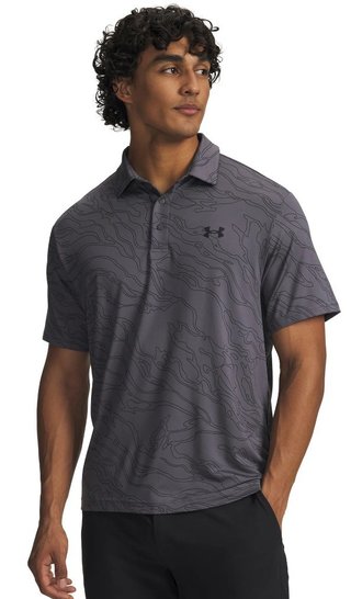 Under Armour Playoff 3.0 Printed polo de hombre, castlerock/black