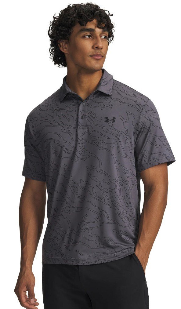 Under Armour Playoff 3.0 Printed polo de hombre, castlerock/black