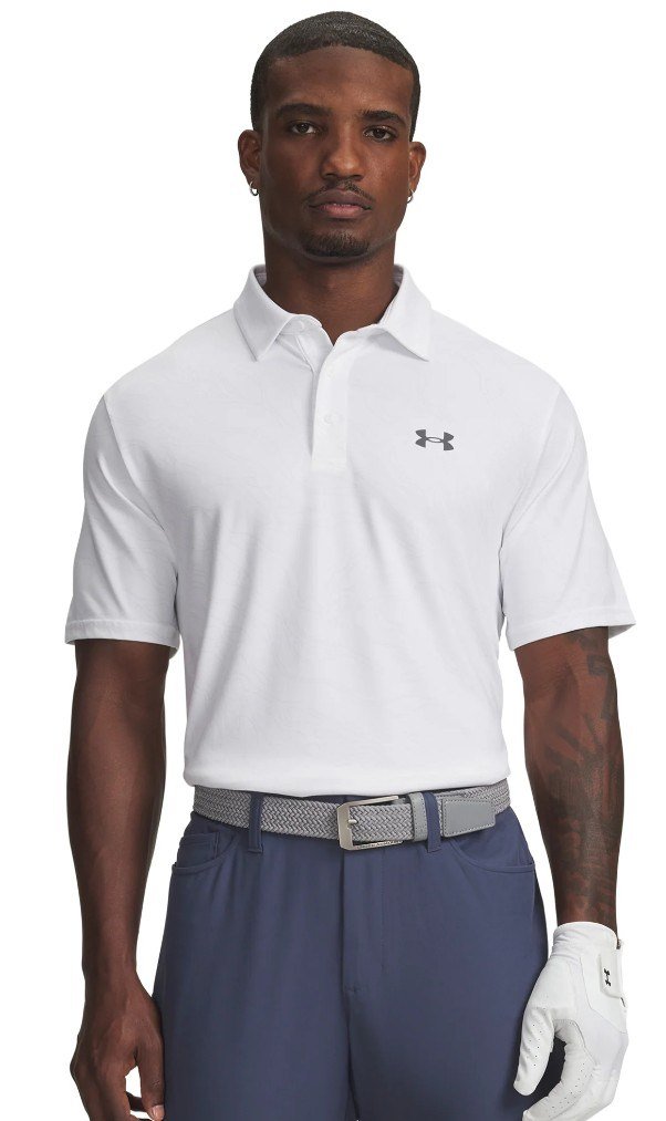 Under Armour Playoff 3.0 Printed polo de hombre, blanco/gris distante
