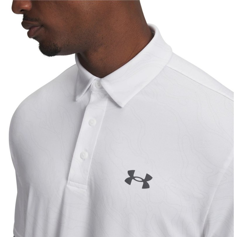 Under Armour Playoff 3.0 Printed polo de hombre, blanco/gris distante