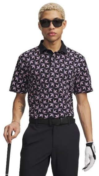 Under Armour ArmourDry Printed polo de hombre, negro/rosa posh/blanco