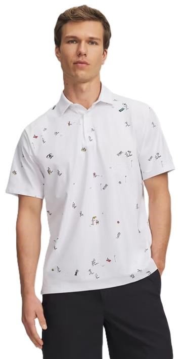 Under Armour ArmourDry Printed polo de hombre, blanco/verde rack/negro