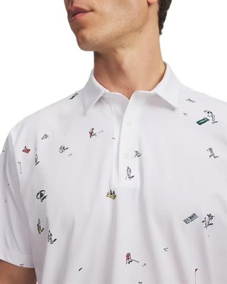 Under Armour ArmourDry Printed polo de hombre, blanco/verde rack/negro