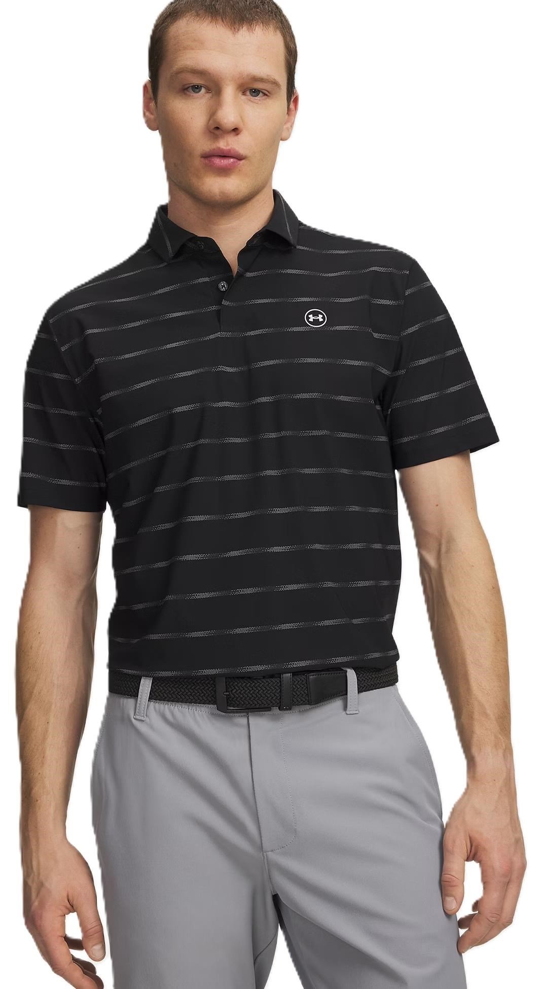 Under Armour Drive Chill Printed polo de hombre, negro/castlerock/halo gray