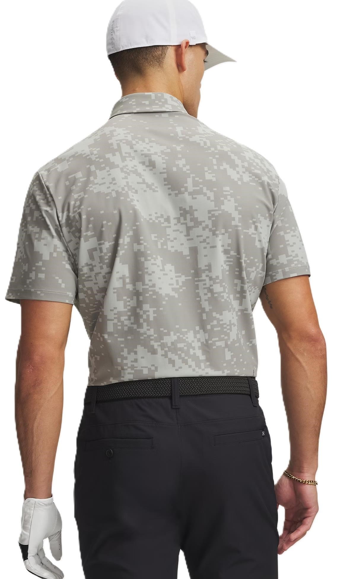Under Armour Drive Chill Printed polo de hombre, titanium/clay green/black