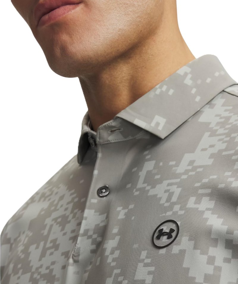 Under Armour Drive Chill Printed polo de hombre, titanium/clay green/black