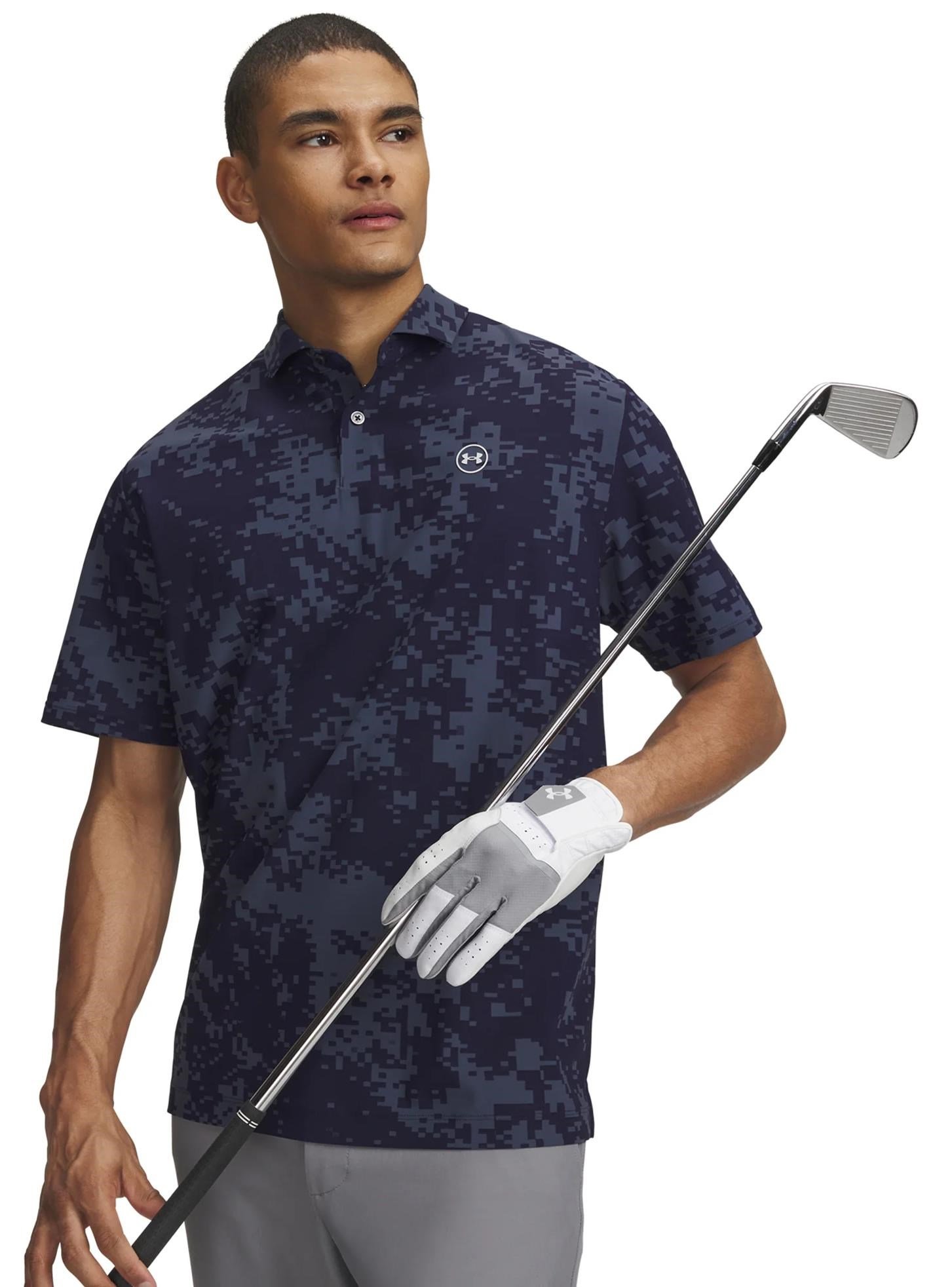 Under Armour Drive Chill Printed polo de hombre, midnight navy/halo grey