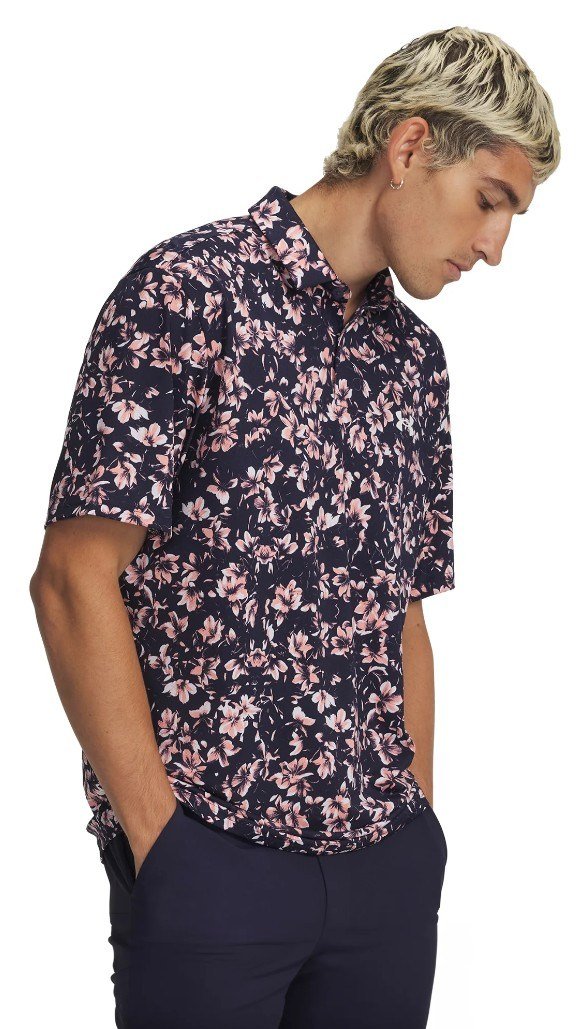 Under Armour Matchplay Printed polo de hombre, midnight navy/posh pink