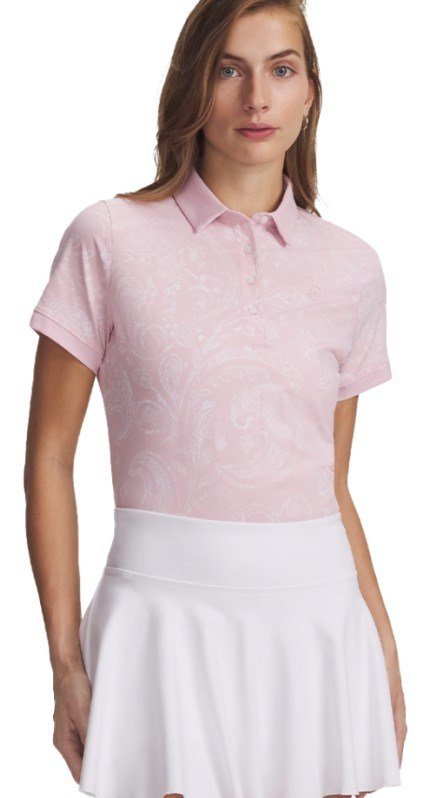 Under Armour Drive Printed polo de mujer, prime pink/white