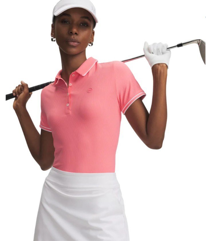 Under Armour Drive Chill polo de mujer, bittersweet pink/white