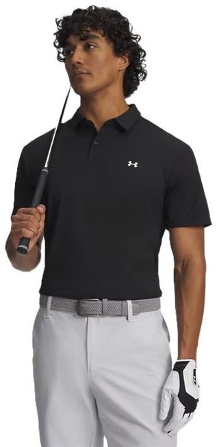 Under Armour Tee To Green Pique polo para hombre, negro/blanco