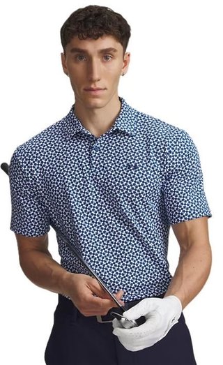 Under Armour UA T2G Printed polo de hombre, varsity blue/white/midnight navy