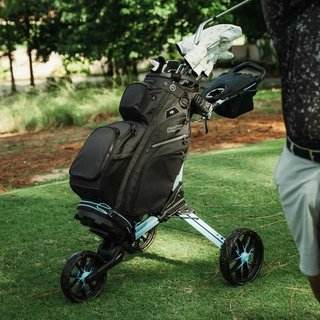 Bag Boy Nitron Auto-Open carrito manual, azul hielo/blanco