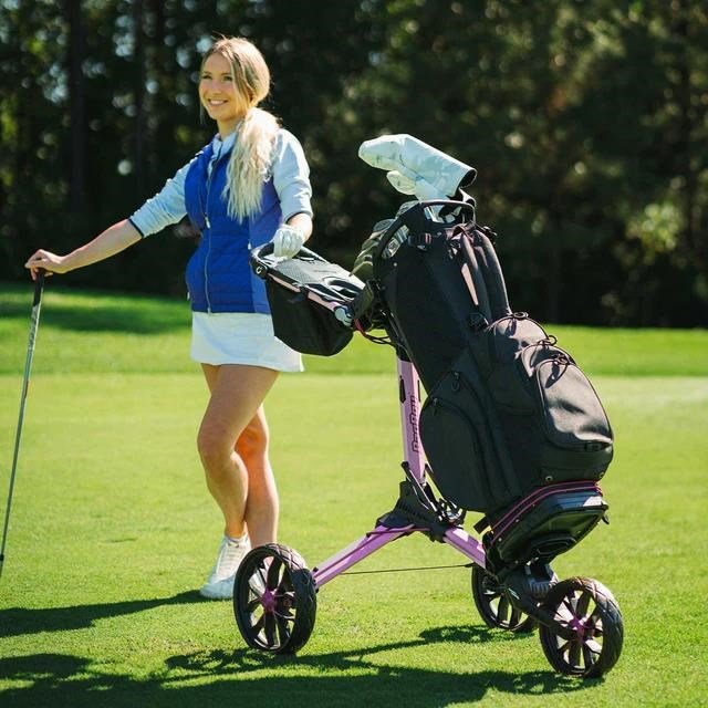 Bag Boy Nitron Auto-Open carrito manual, rosa/vino