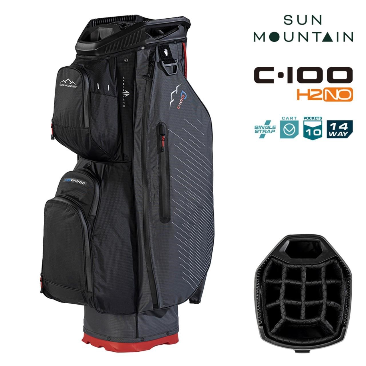 Sun Mountain H2NO C100 cart bag impermeable, steel/black/red
