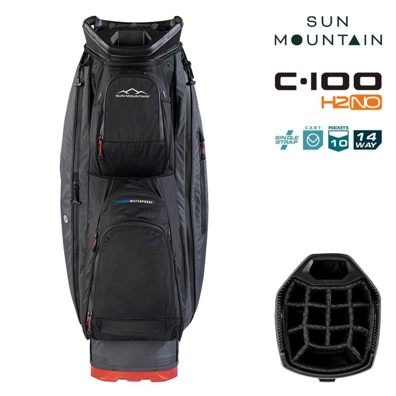 Sun Mountain H2NO C100 cart bag impermeable, steel/black/red