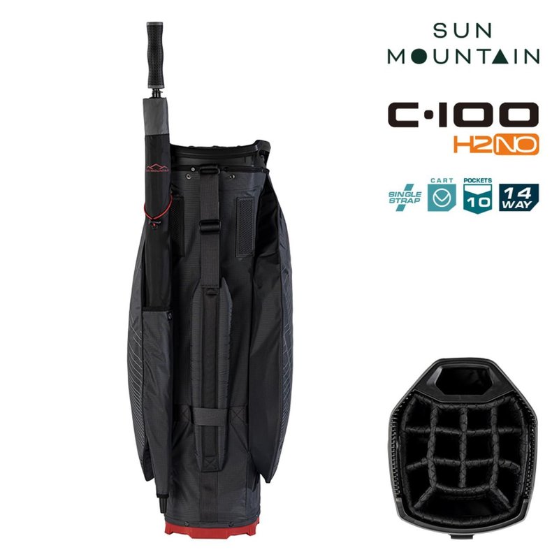 Sun Mountain H2NO C100 cart bag impermeable, steel/black/red