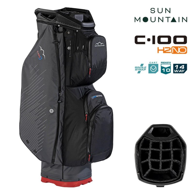 Sun Mountain H2NO C100 cart bag impermeable, steel/black/red