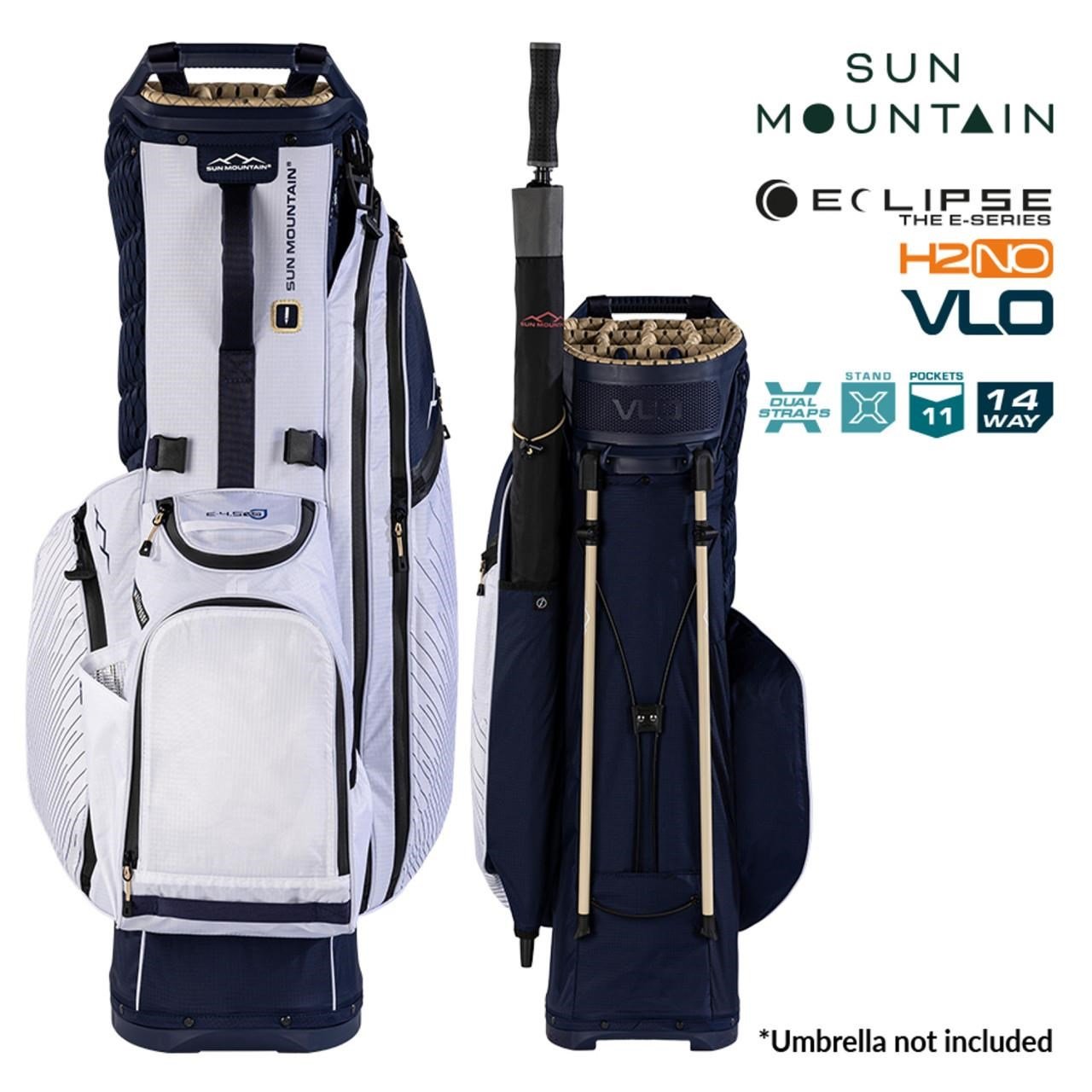 Sun Mountain H2NO E-4.5 14 Way VLO stand bag impermeable, navy/gold/white