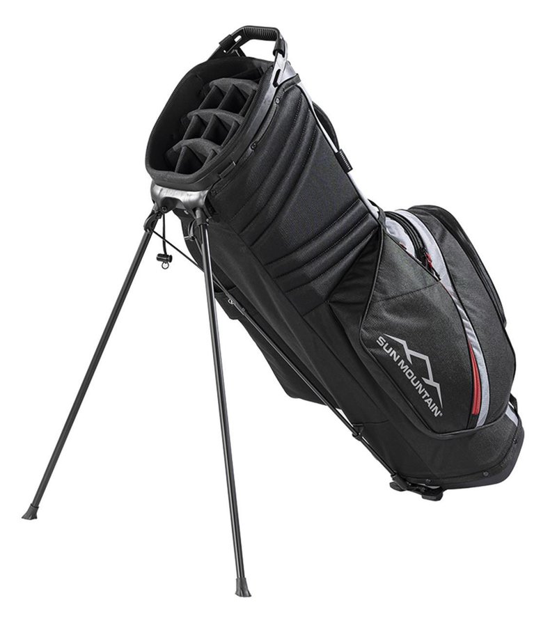 Sun Mountain Forerunner stand bag, negro/níquel/rojo