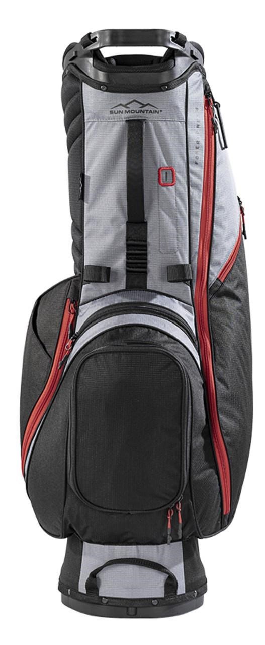 Sun Mountain Forerunner stand bag, negro/níquel/rojo