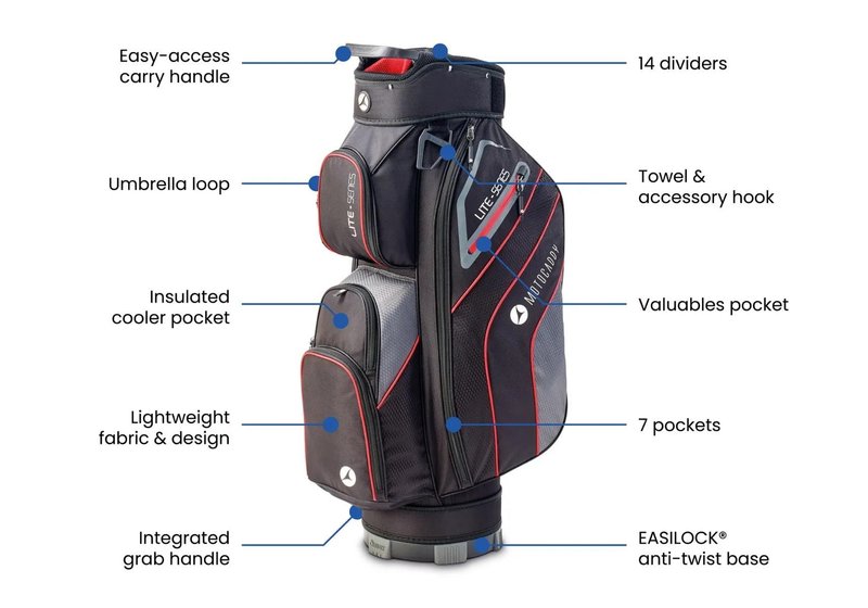 Motocaddy NEW Lite-Series cart bag, negro/azul