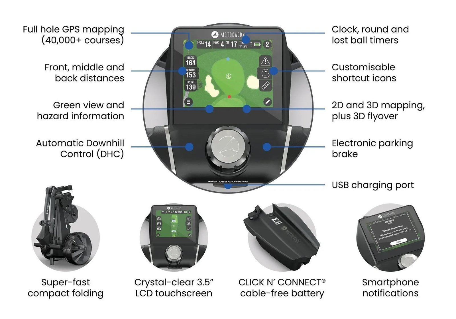 Motocaddy NEW M5 GPS DHC carrito eléctrico 2026, Ultra Lithium
