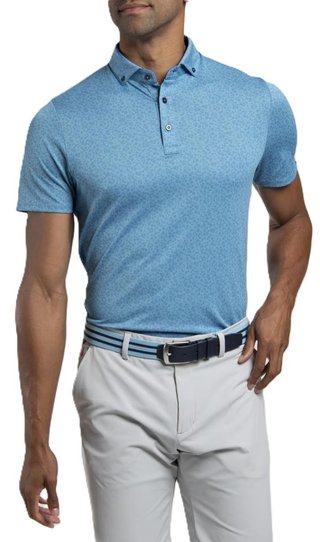 KJUS Lance Printed polo de hombre, atlas blue