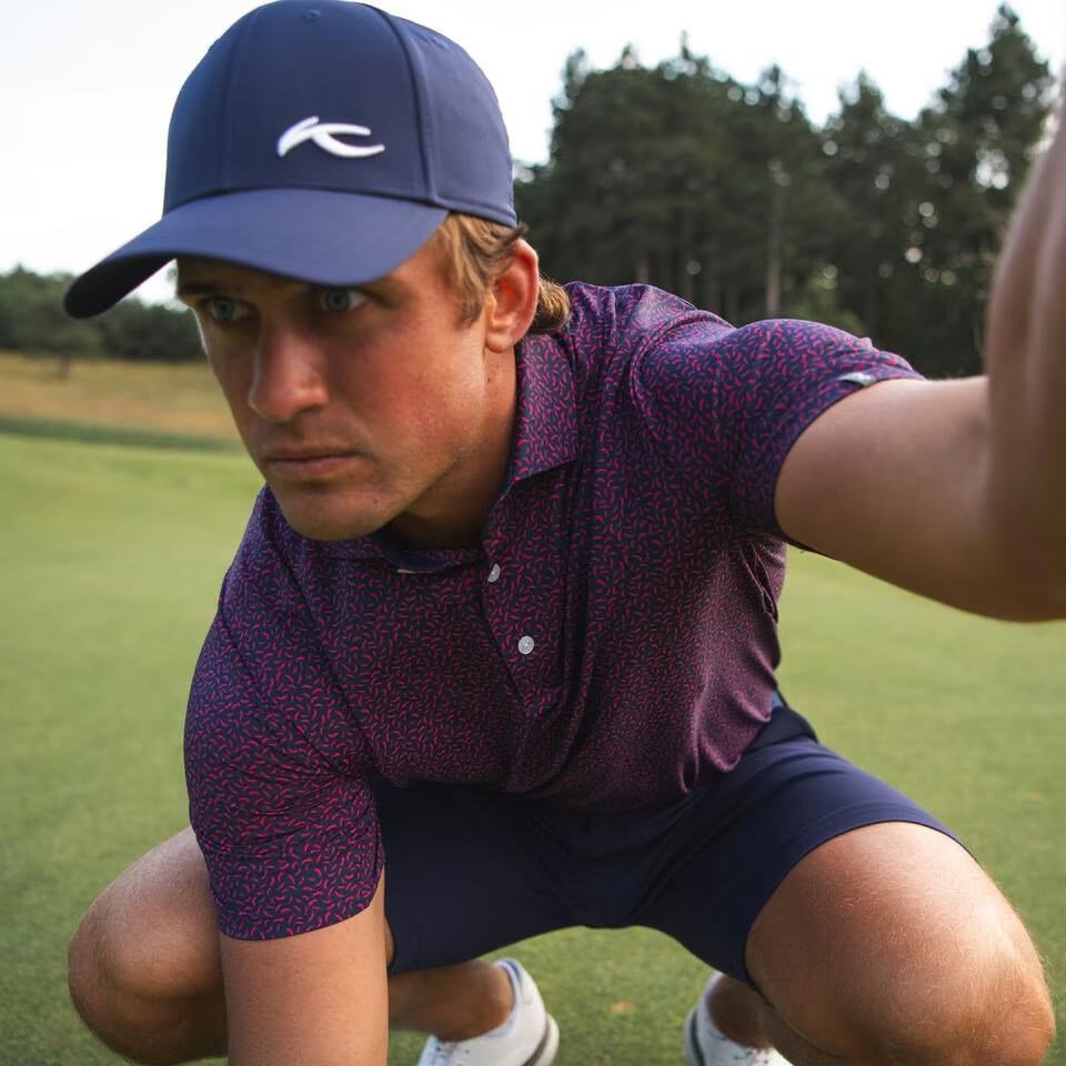 KJUS Golfer polo de hombre, rhubarb/atlanta blue