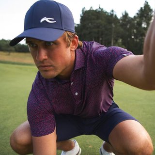KJUS Golfer polo de hombre, rhubarb/atlanta blue