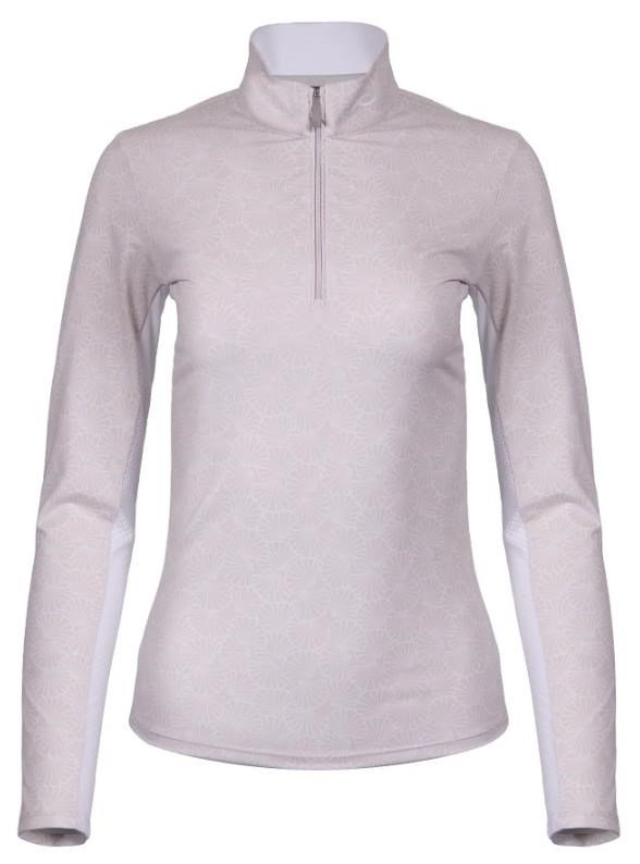 KJUS Sunshine Printed Half-Zip sudadera de mujer, oyster/white