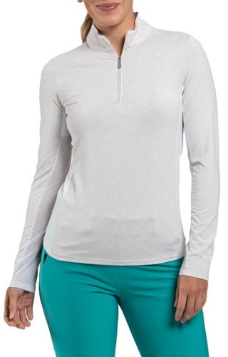 KJUS Sunshine Printed Half-Zip sudadera de mujer, oyster/white