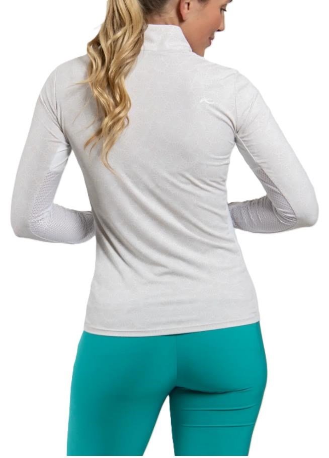 KJUS Sunshine Printed Half-Zip sudadera de mujer, oyster/white
