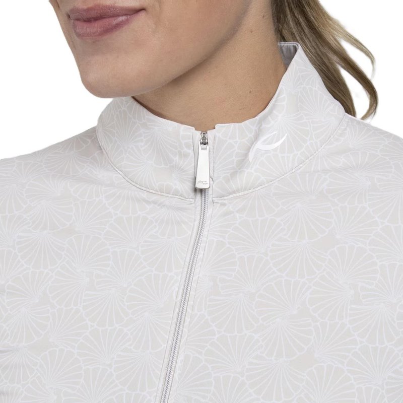 KJUS Sunshine Printed Half-Zip sudadera de mujer, oyster/white