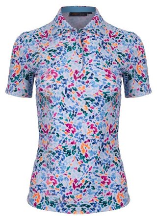 KJUS Enya Printed polo de mujer, blanco/poolside