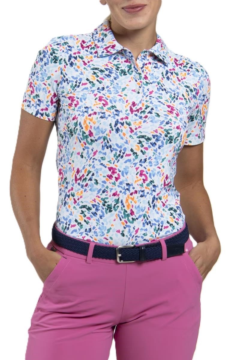 KJUS Enya Printed polo de mujer, blanco/poolside