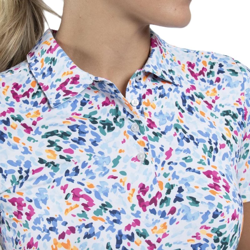 KJUS Enya Printed polo de mujer, blanco/poolside