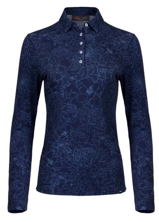 KJUS Hollow Pima Print longsleeve polo de manga larga para mujer, atlanta blue/atlanta blue