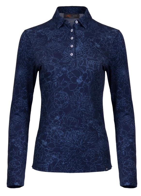 KJUS Hollow Pima Print longsleeve polo de manga larga para mujer, atlanta blue/atlanta blue