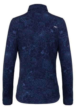 KJUS Hollow Pima Print longsleeve polo de manga larga para mujer, atlanta blue/atlanta blue