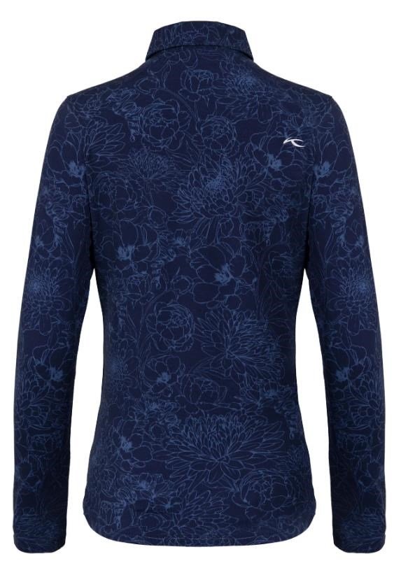 KJUS Hollow Pima Print longsleeve polo de manga larga para mujer, atlanta blue/atlanta blue