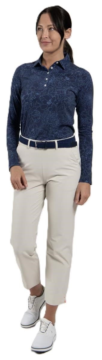 KJUS Hollow Pima Print longsleeve polo de manga larga para mujer, atlanta blue/atlanta blue