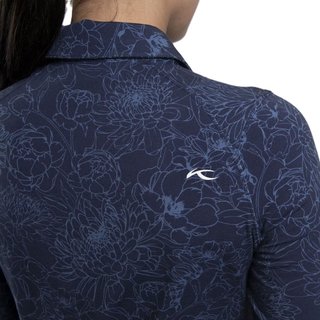 KJUS Hollow Pima Print longsleeve polo de manga larga para mujer, atlanta blue/atlanta blue
